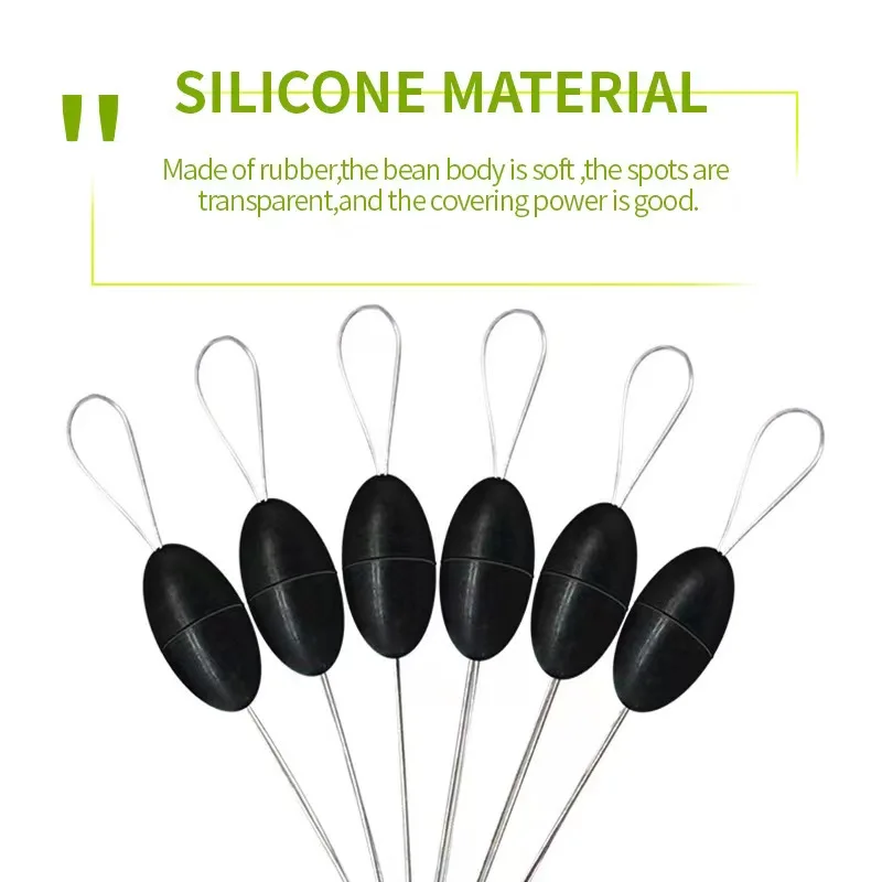 300Pcs Silicone Space Bean Oval Stopper Bobber Profession Fishing Float Resistance Anti-Strand Fish Line Fishing Gear