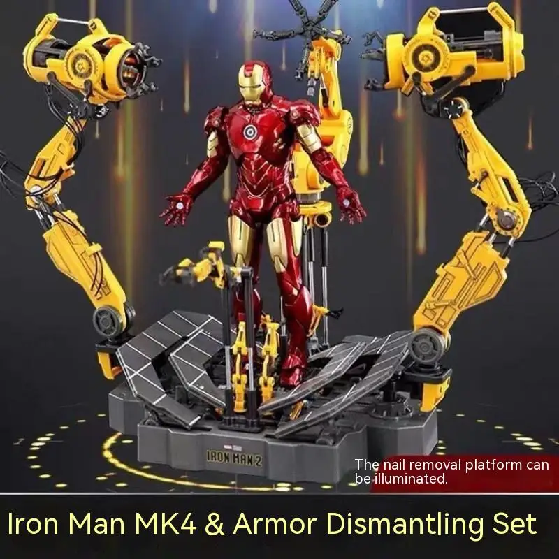 New 25cm Zd Marvel Iron Man Mark Iv With Suit-up Gantry Pvc Action Figure Model Doll Toy Colletible  Figurals Birthday Gift