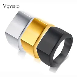 VQYSKO Signet Rings for Men Women Solid Polished Stainless Steel Biker Ring for Men Ideal Gift for Dad & Boyfriend