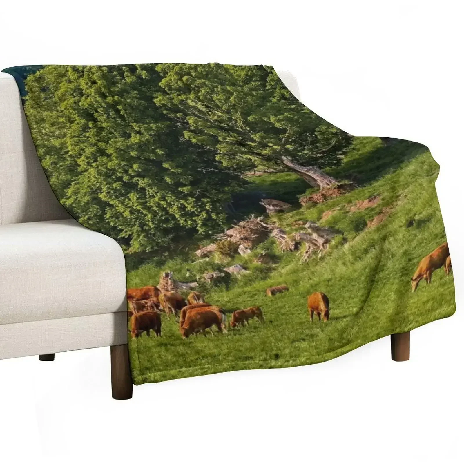 

English Country Farming Scene Throw Blanket Foldable Soft Warm Blanket for Outdoor Use