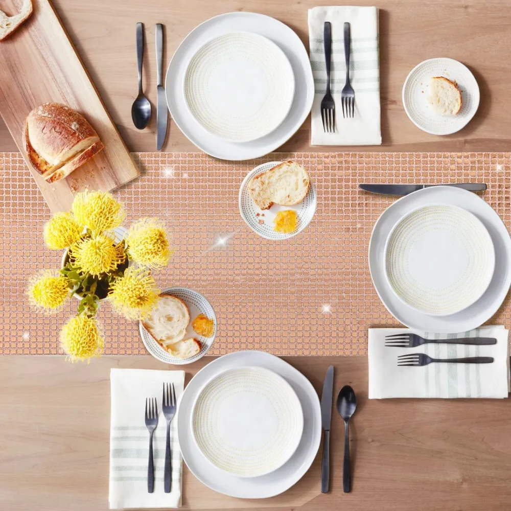 Unique Glitter Disco Table Runner Sequin European Style Tablecloth Mirror Design Dining Table Decoration Wedding