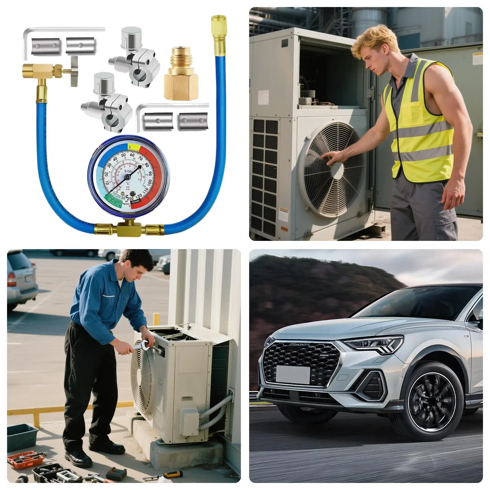 

Комплект для зарядки переменного тока, автомобильный кондиционер, инструмент для заправки хладагента, игольчатый прокол переменного тока, калибр шланга для зарядки хладагента