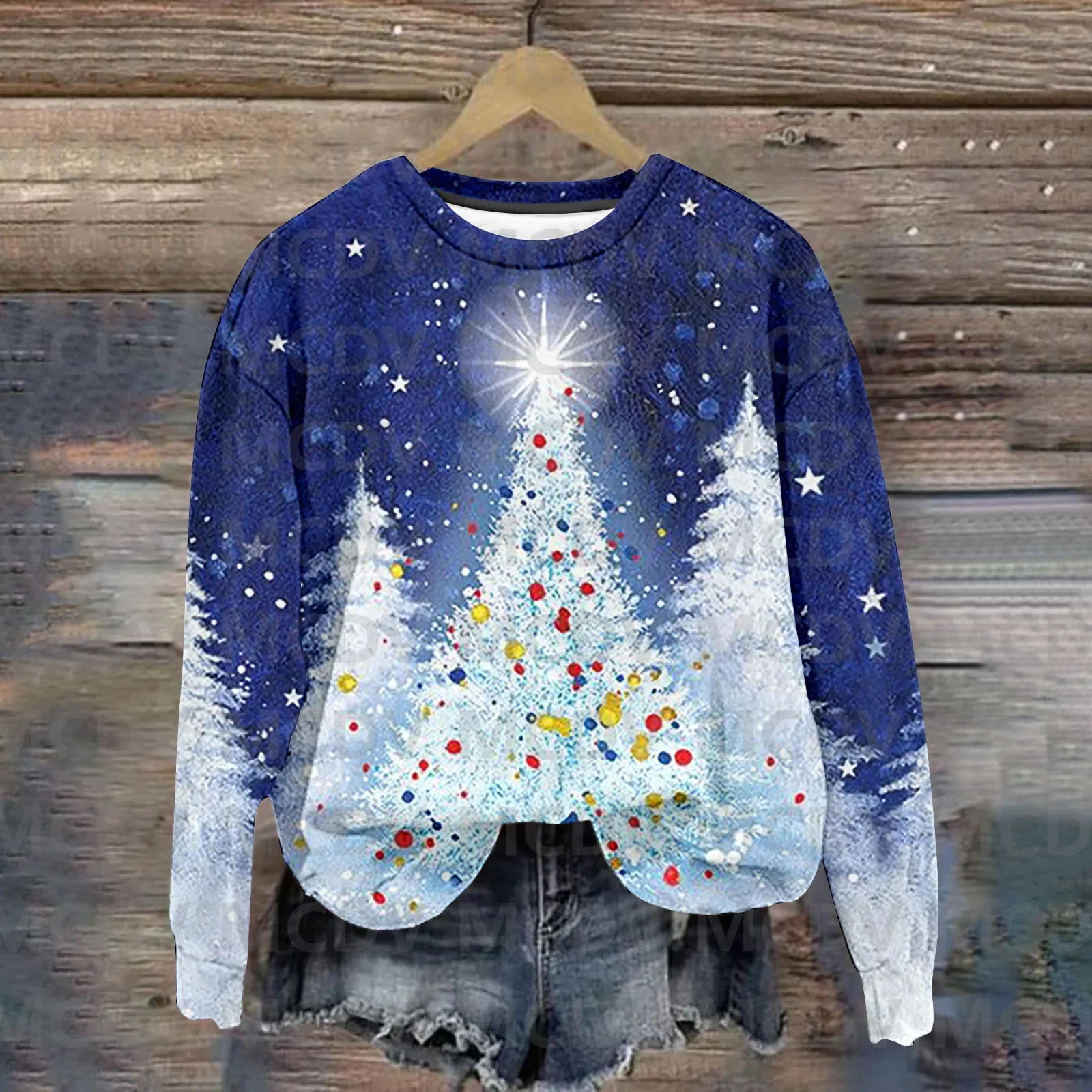 Christmas Sweaters Funny Christmas Tree Print Sweatshirt 3D Printed Women Pullover 02