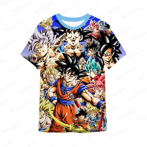 Goku 티셔츠 짧은 드래곤 볼 하라주쿠 스타일 Goku 힙합 보이 슬리브 티 New Tops Trend Clothing 고품질 남성 Y2k 5XL