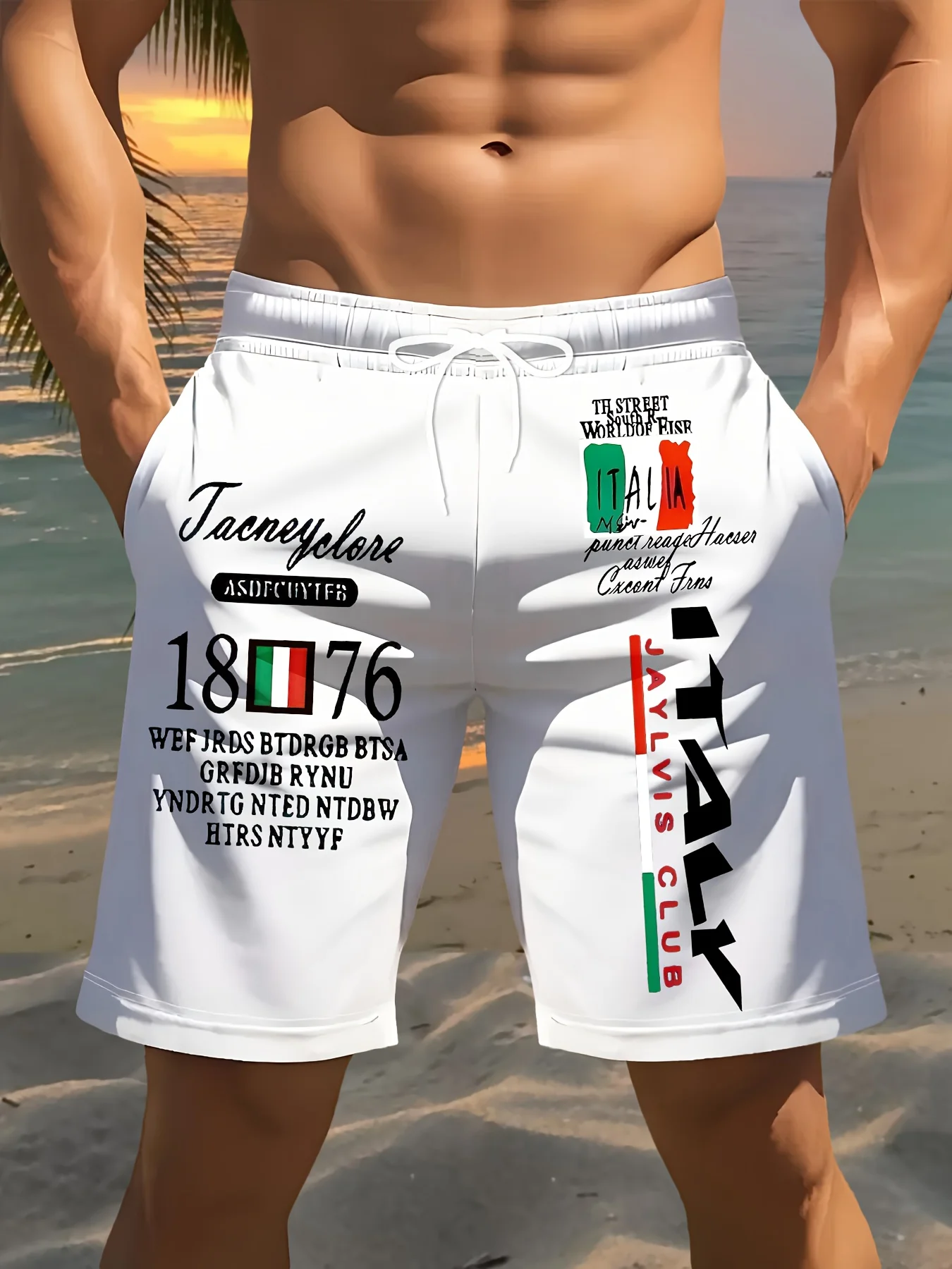 

Повседневные мужские шорты 2024, пляжные плавки, спортивные брюки с принтом, быстросохнущая модная повседневная одежда, мягкая текстура