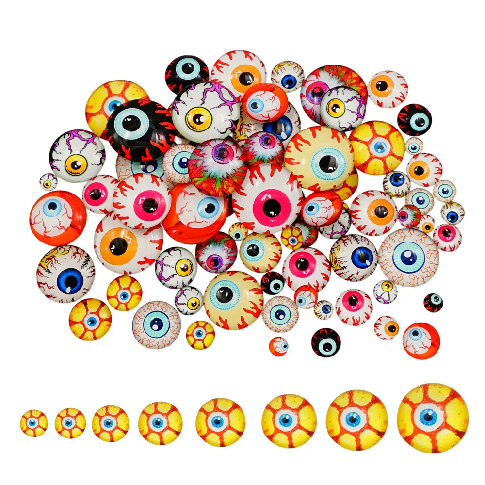 5-10 Pairs 8-30mm Halloween Glass Eye Cabochons Round Scary Human Eyeball Flatback Dome Cameo For DIY Jewelry Making, Doll Eyes