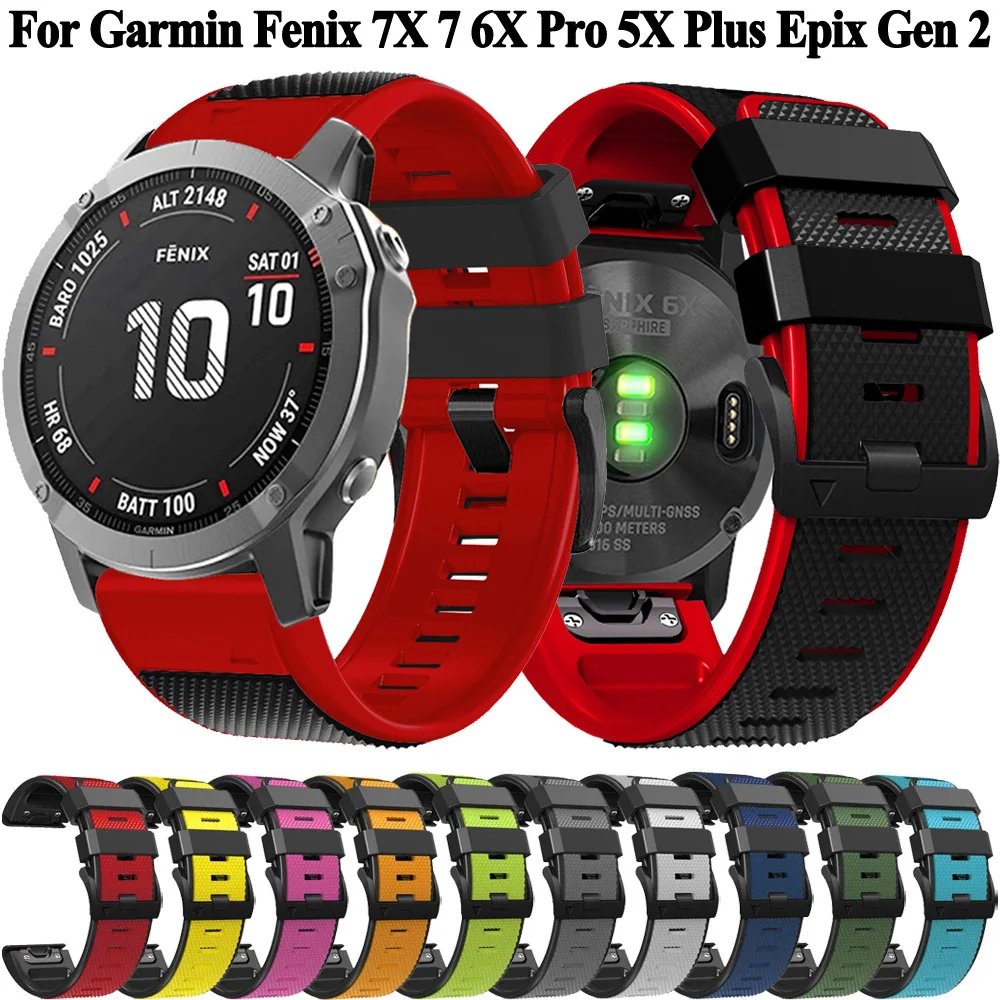 22mm 26mm Watch Strap For Garmin Fenix 7 7X 5 6 5X 6X Pro Plus Sapphire Instinct Epix 2 Silicone Smartwatch Wrist Band Bracelet