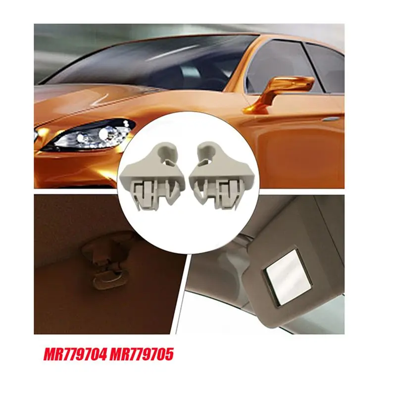 A20K-2Pcs Beige Sun Visor Hook Holder Clip MR779704 MR779705 For Montero MK3 Pajero 2000-2006 Sunvisor Hanger Hook Pa