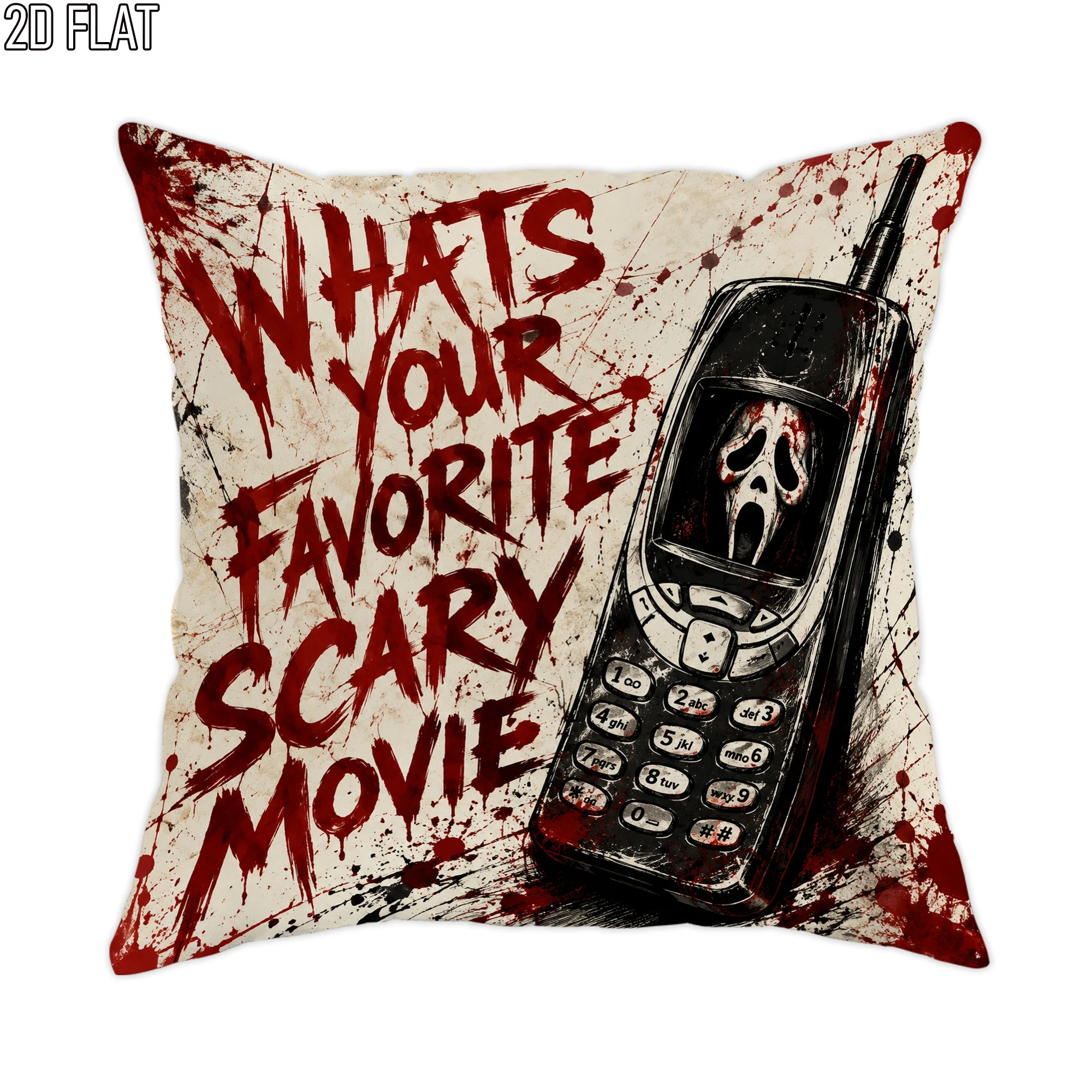Horror Movie Pillow Case, Scary Ghost Phone Art Cushion Cover, Slasher Style Decor, Gothic Home Textile, Gift for Thriller Fans
