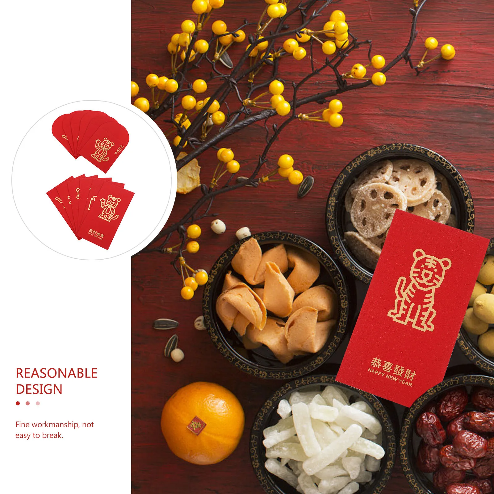 

12Pcs Thicken Red Envelopes Gift Money Holders Chinese New Year Supplies Joyful Red Packets for Festivals Ceremonies Special