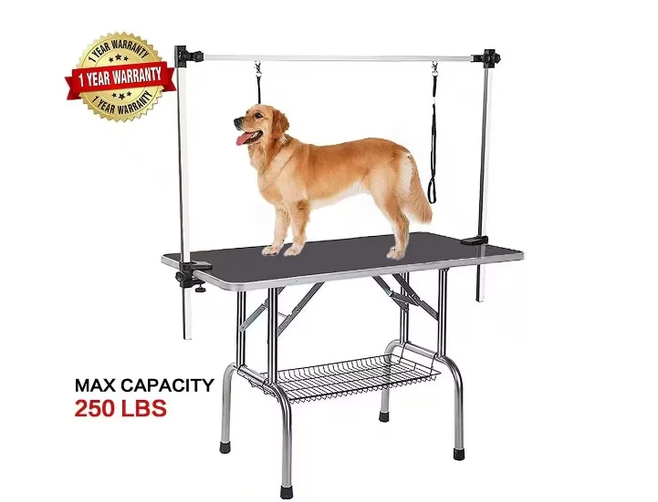 Mesa de aseo para perros y gatos, accesorio ajustable con bandeja de malla con brazo, 32 "/36"/46"