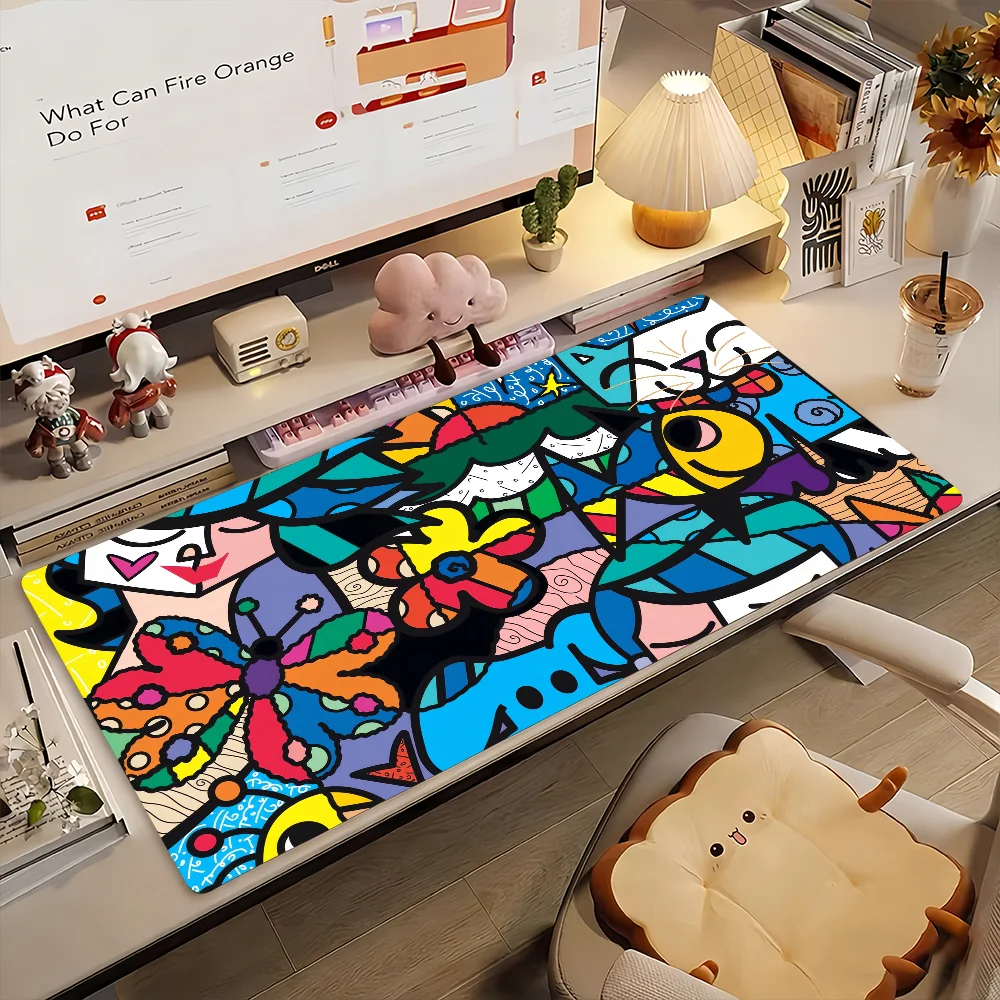 Alfombrilla de ratón Art R-Romero B-Britto-S, alfombrilla de goma antideslizante para ordenador, alfombrilla de escritorio decorativa para ordenador portátil, oficina, grande