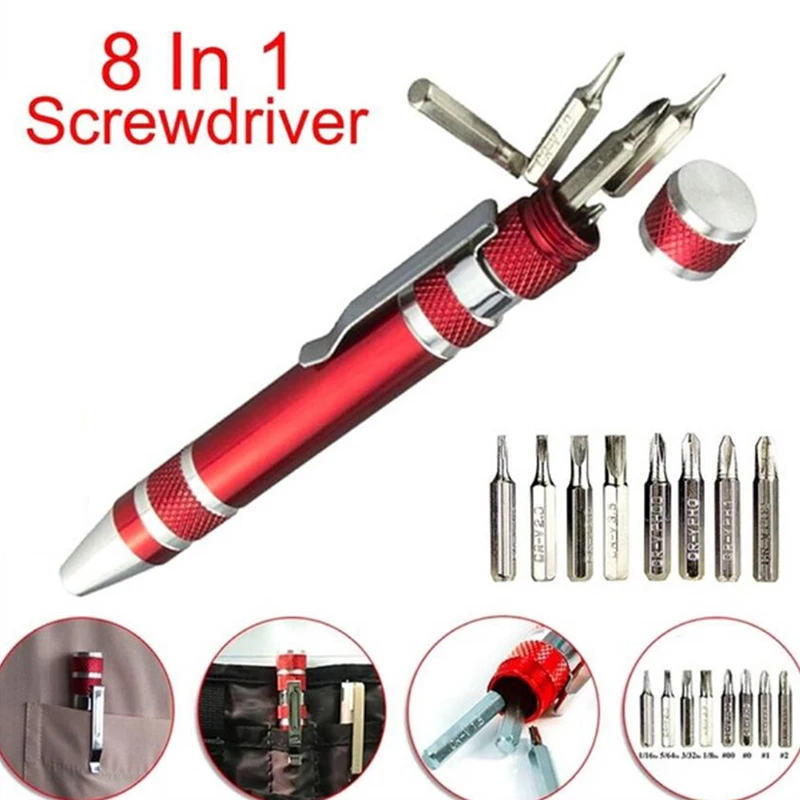 Multifunction 8 In 1 Pocket Precision Mini Screwdriver Pen Repair Hand Tools Kit