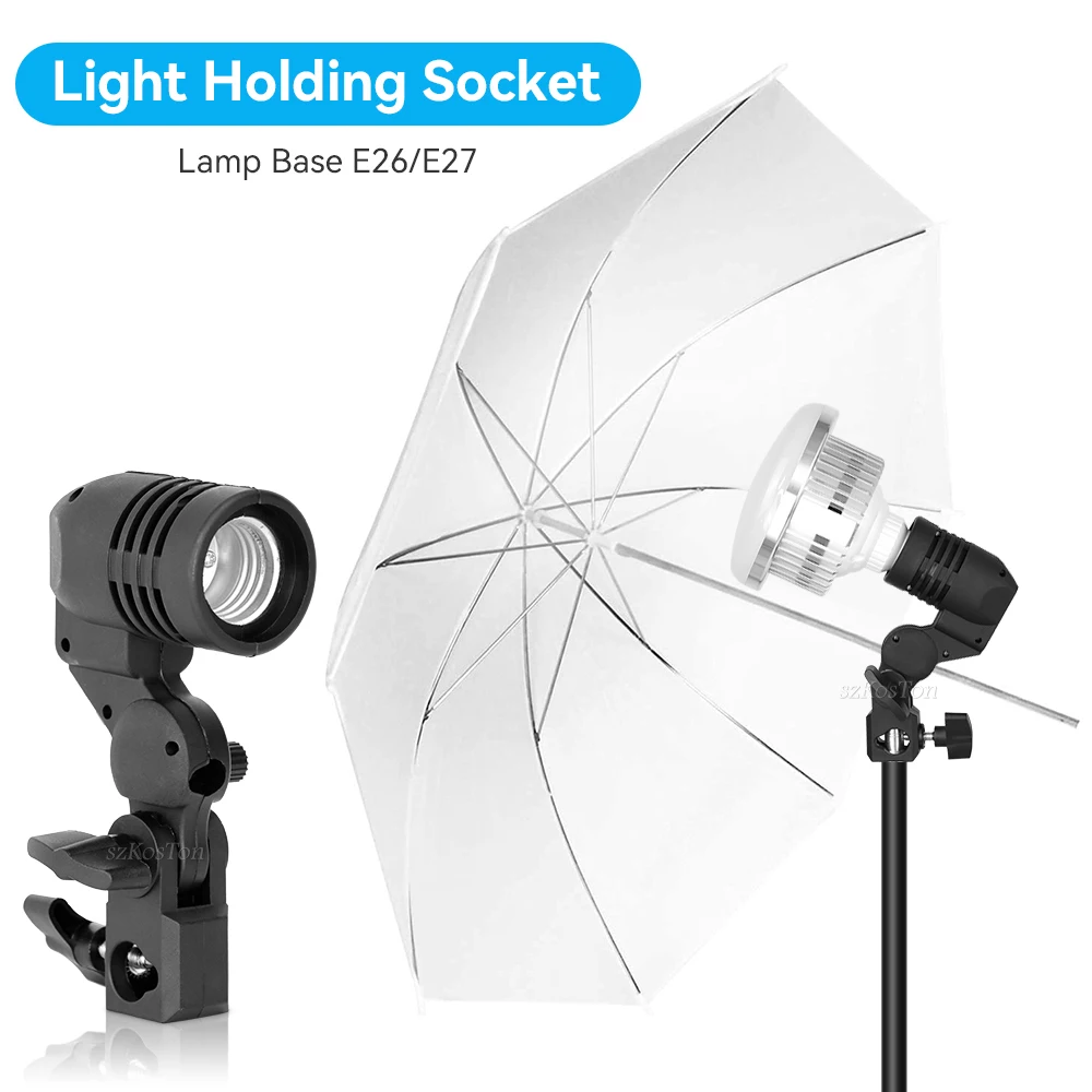 Soporte de bombilla de un solo cabezal E27, soporte de paraguas para Flash, iluminación de fotos, accesorios de estudio de fotografía, EE. UU., UE