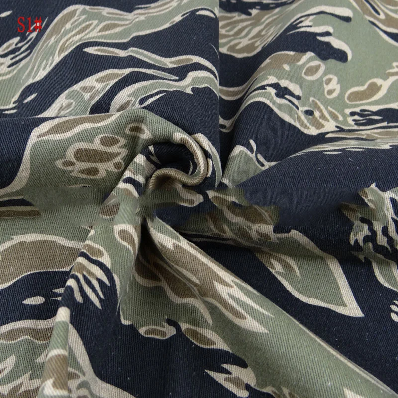 Camouflage Fabric Woven Cotton Twill Printed By The Meter for Clothes Pant Coats Sewing Winter Thickened Tiger Pattern Cloth Diy
