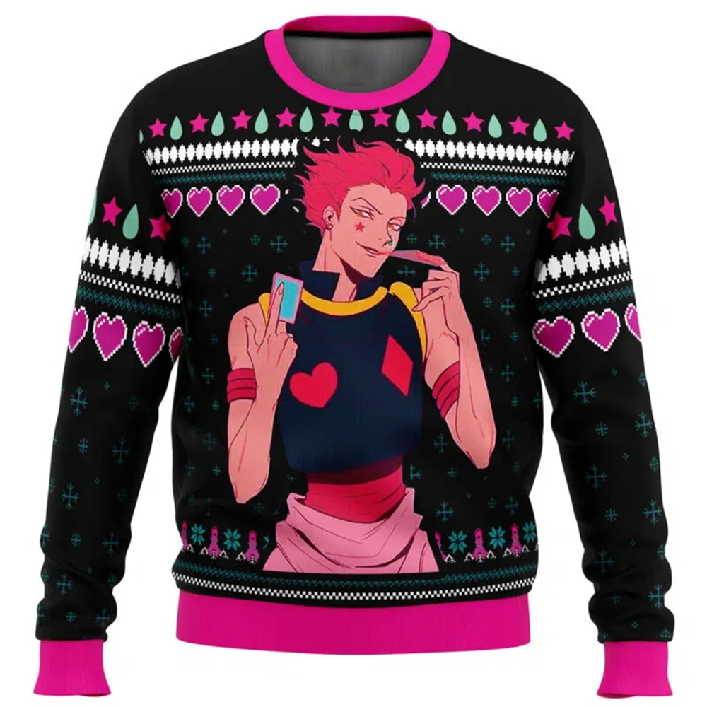 Hisoka Hunter X Hunter Ugly Christmas Sweater Men Women Pullover Round Neck Long Sleeve Top Christmas Clothing2025New Sweatshirt