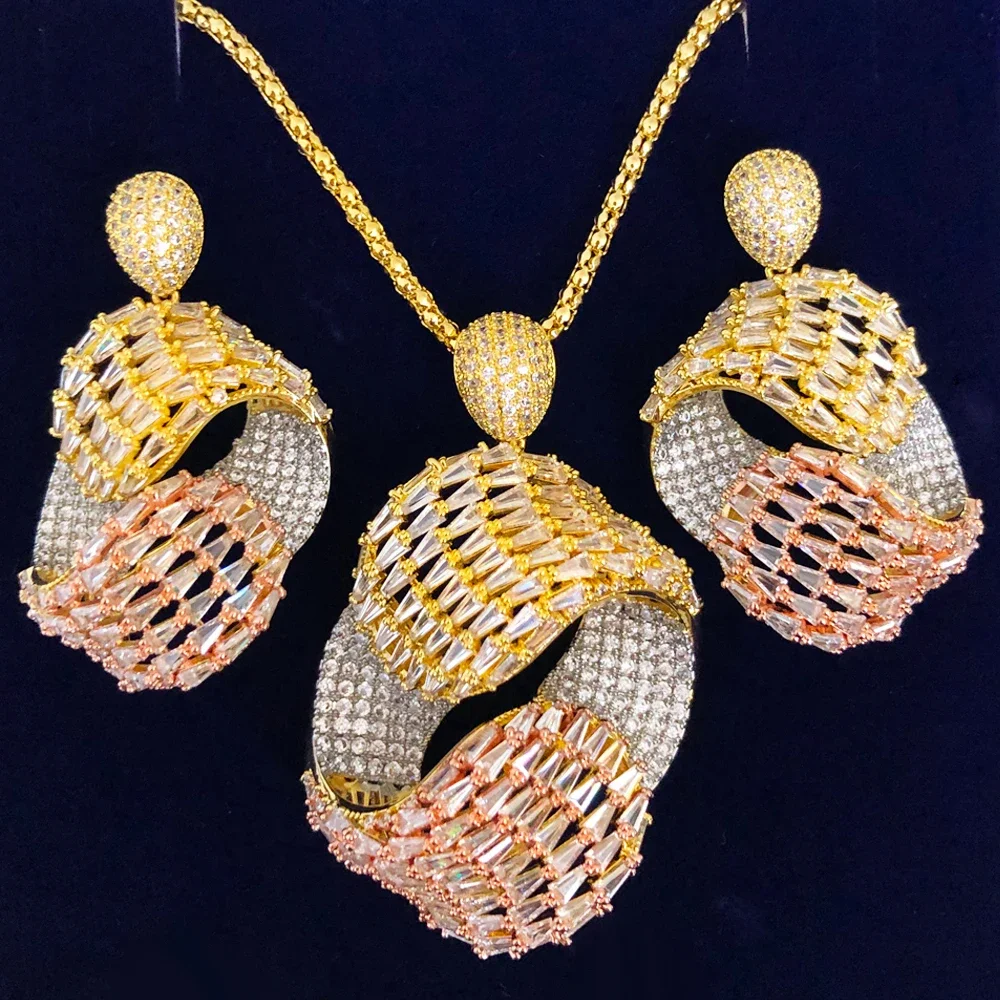 

Kellybola Trendy Luxury Necklace Earrings Jewelry Set Noble Shiny CZ Bridal Wedding Party Show High Quality Accessories