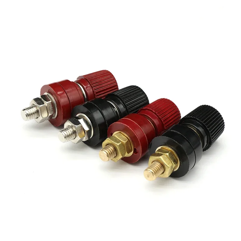 Wire Binding Post Thread Screw M4/M5/M6/M8/M10 Battery Weld Inverter Clamps Power Supply Connect Copper Terminal Splice RedBlack