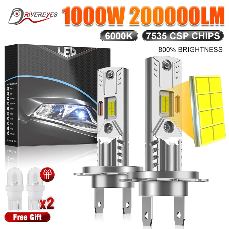 200000LM H4 LED Headlight Bulbs H7 Canbus No Error Led 7535 CSP High Low Beam Car Light Turbo Led Diode Fog Lamp Auto 12V 6500K