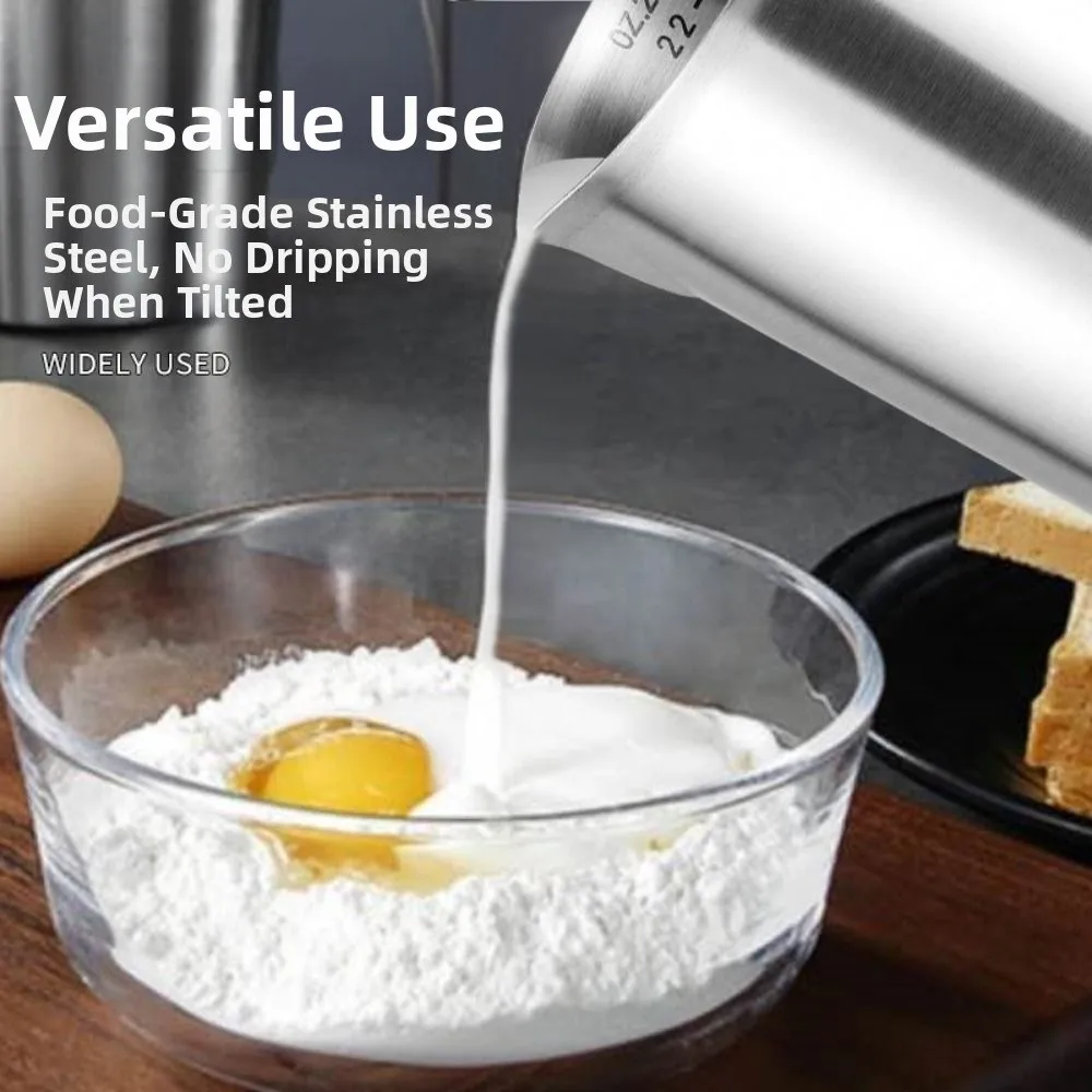 

500/1000/1500/2000ML Stainless Steel Cup Stainless Steel with Scale Graduated Cup Large Mouth with Handle Coffee Latte Cup