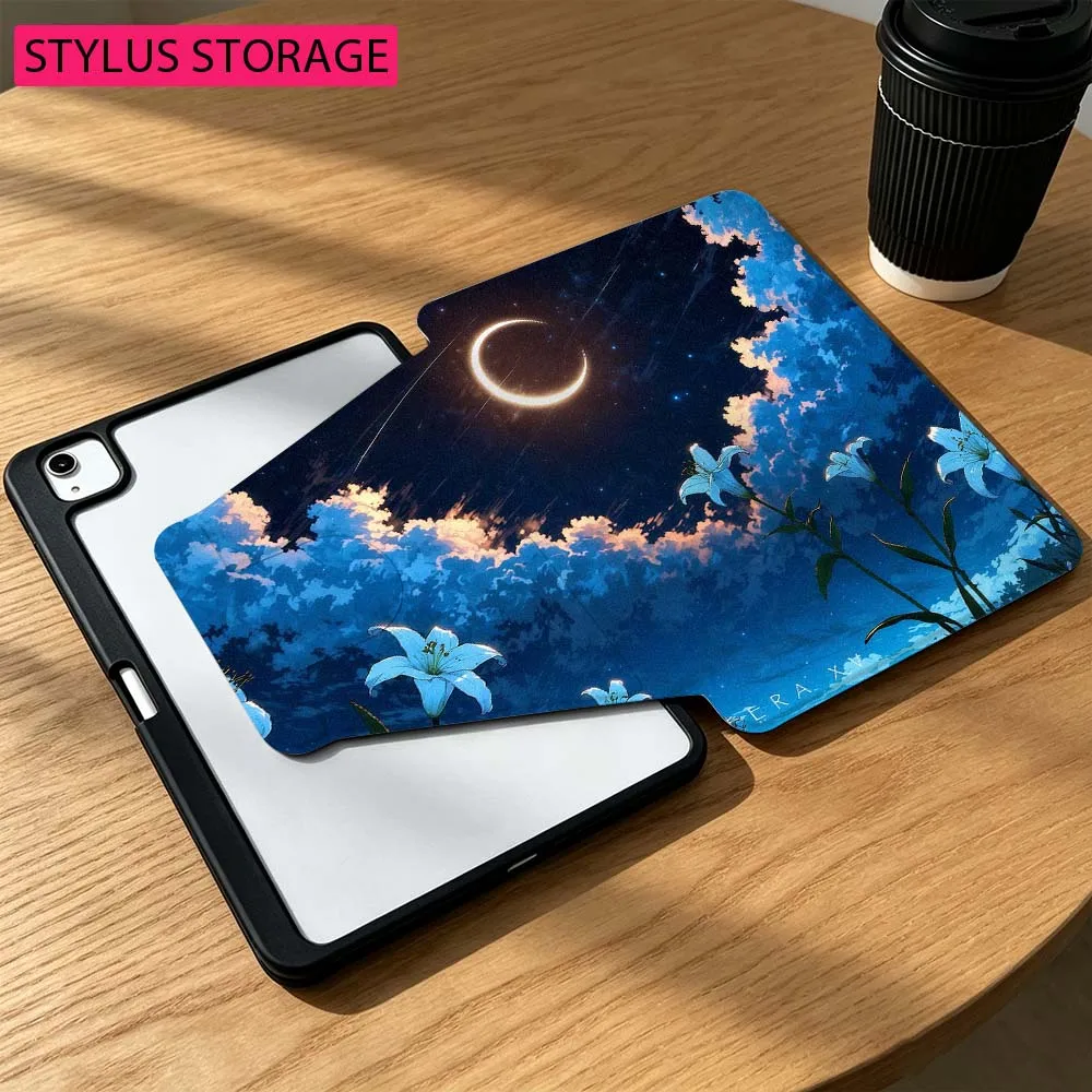 Starry Sky Girl Travel For iPad Mini Pro Air 5 6 7 8 9 gen 11 10.5 8.3 9.7 7.9 10.9 inch 360° Rotation Pen slot Tablet Case