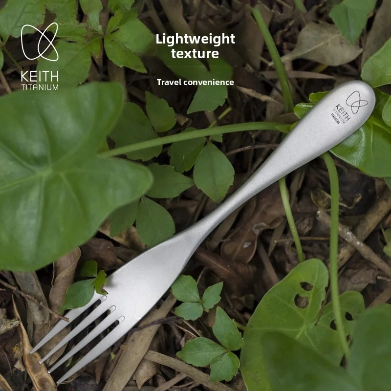 KEITH Extra‑Thick Pure Titanium Spoon or Fork, Heavy‑Duty Durable Tableware for Household Kitchen Outdoor Camping Picnic