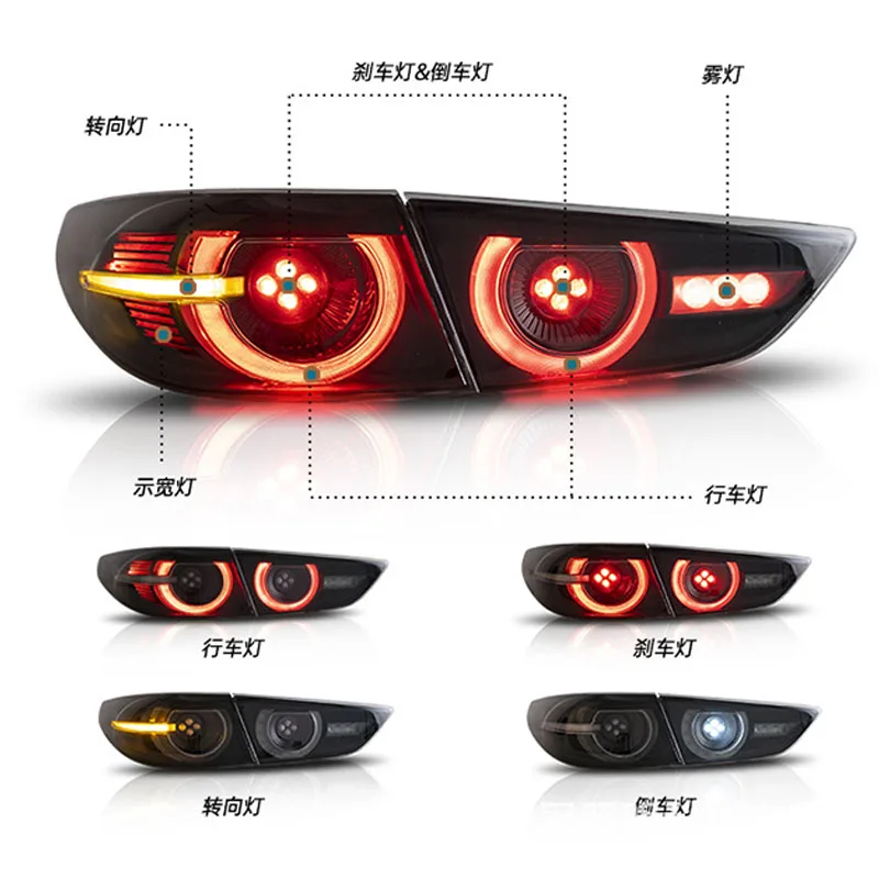 2Pcs LED Rear Lamp Tail Lights Assembly For 2019-2021 Mazda 3 Sedan Sequential DRL Turn Signals Brake Reverse Taillight