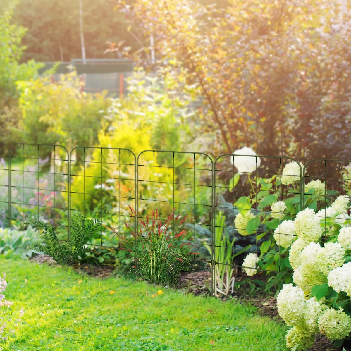 Set Di 6 Tralicci Outsunny – Verde, In Acciaio Robusto, Supporto Per Piante E Traliccio, Resistente Alle Intemperie E Robusto Per Giardino E Balcone