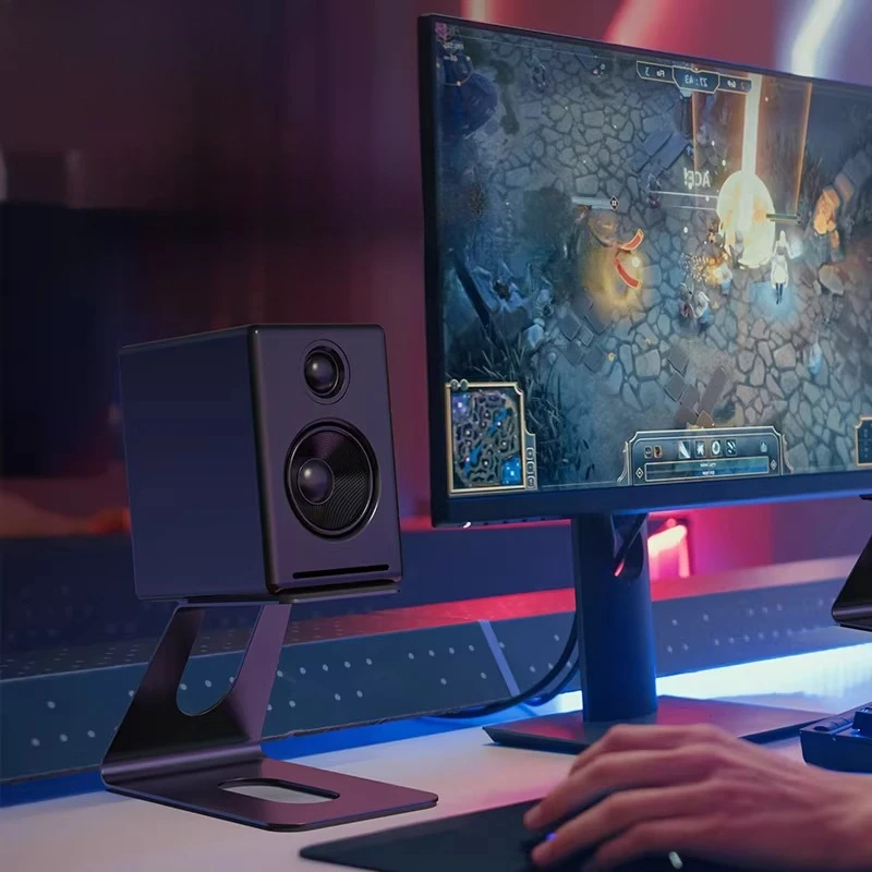 

Desktop Metal Speaker Stands Mini Monitor Isolation Pads Shockproof Damping for Studio Monitors Office Vertical Speakers Bracket