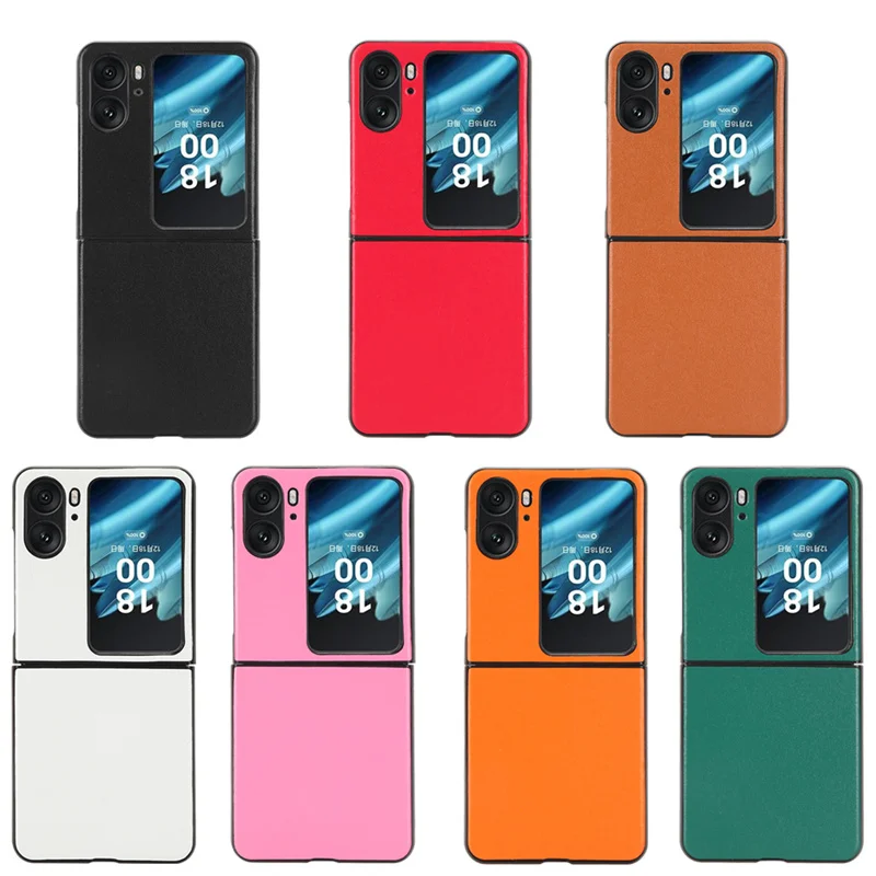 For OPPO Find N2 Flip Case Luxury PU Pure Pigment Leather Cover Opo Orro find n2flip Camera Protection Shockproof Bumper Fundas