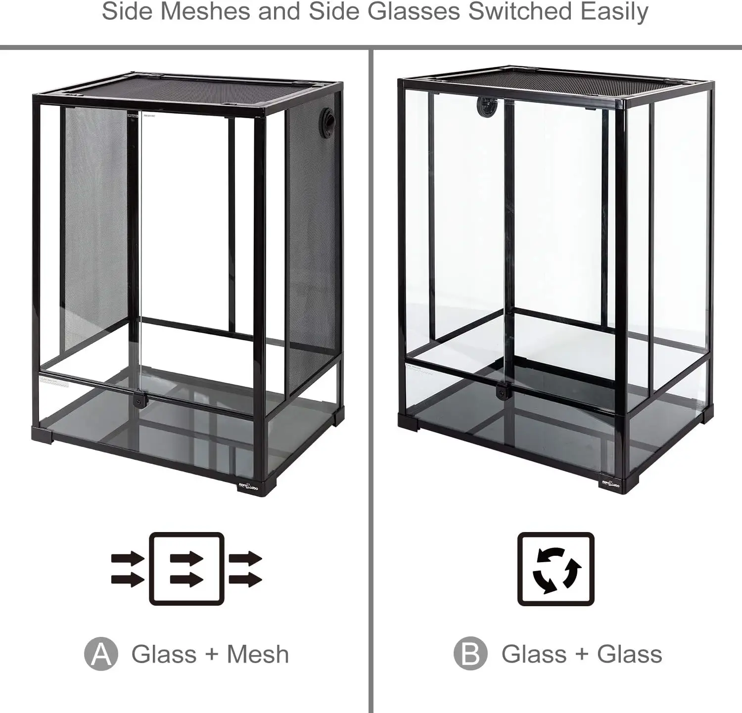 24" x 18" x 36" Reptile Tall Glass Terrarium Rainforest Habitat Double Hinge Door with Screen Ventilation image 3