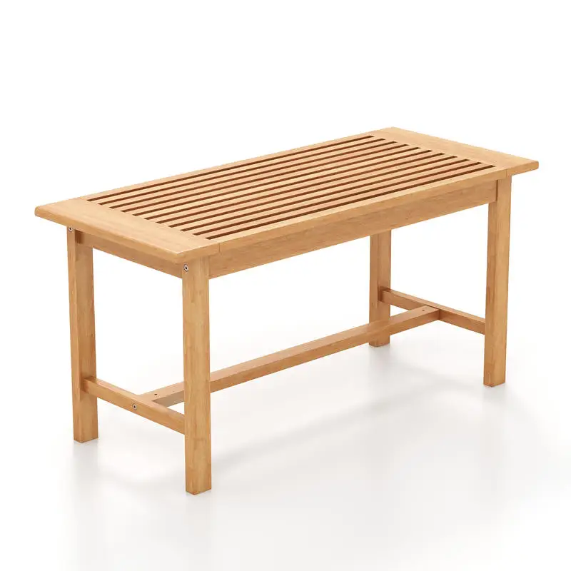 Coffee Table Center Table Living Room Table Wood Coffee Table, 36 Inch Rectangular Slatted Top, Compact Apartment Coffee Table For Small Spaces, Patio Balcony Lounge, Space Saving Layout