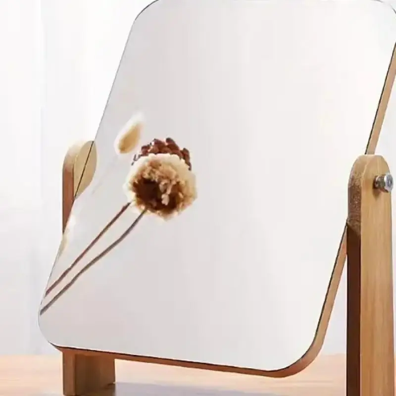 

1 шт. деревянное вращающееся зеркало для макияжа для ухода за кожей, туалетного столика, декора спальни и ванной комнаты, компактный дизайн