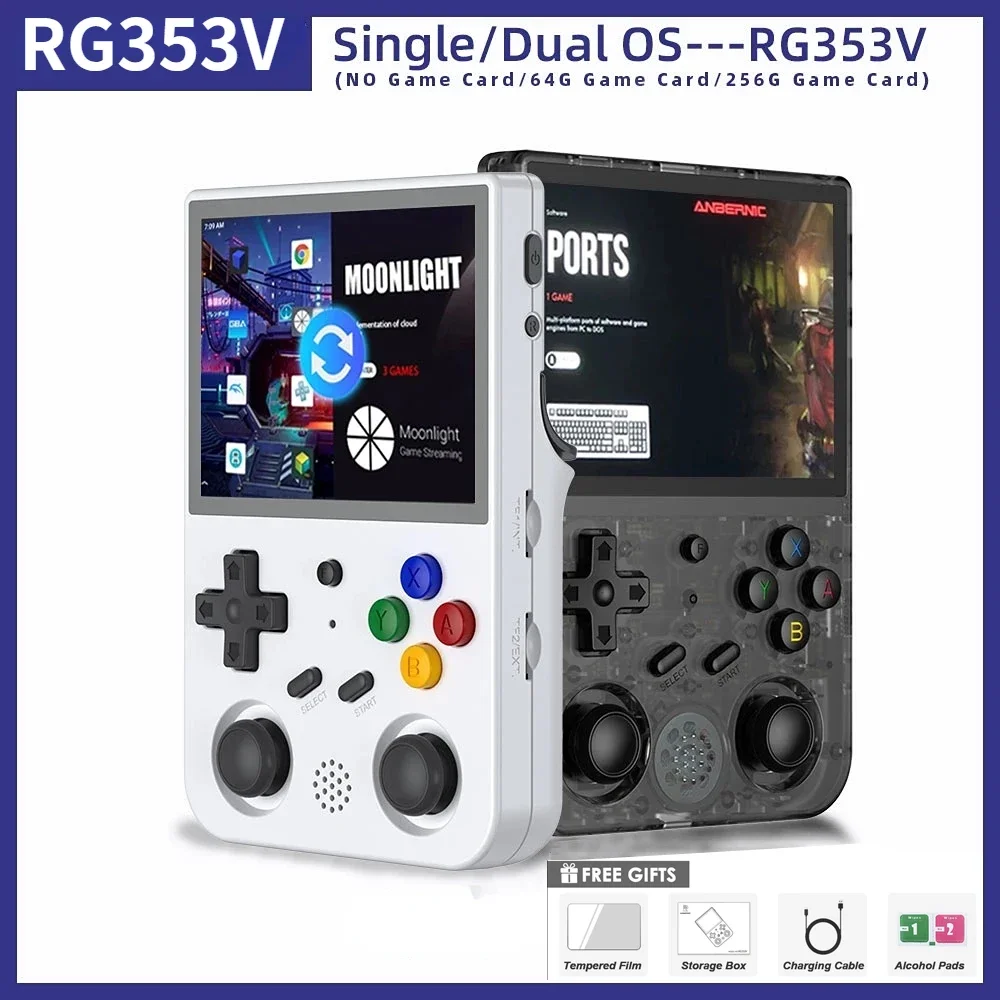 NEW RG353V RG353VS 64/128/256G Touch Screen Handheld Game Players Android 11 LINUX Dual System Portable Video Game Console