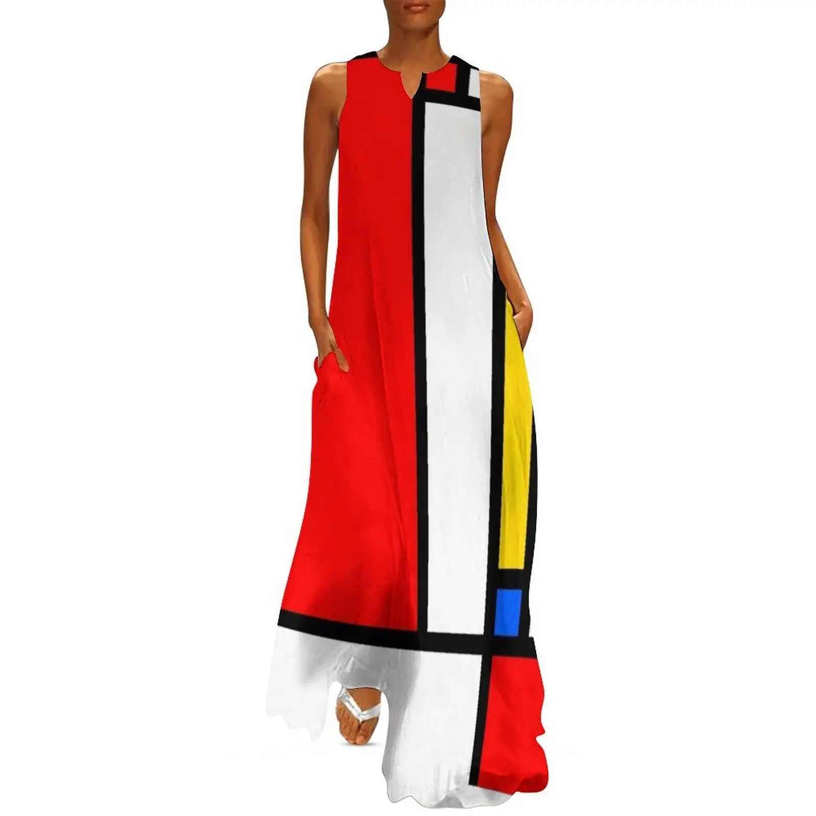 

Mondrian Abstraction I Long Dress womens clothing cute dress dresses korean style