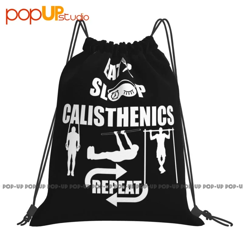 Fitness Gym Gymnastics Push Ups Eat Sleep Calisthenics Repeat Drawstring Bags Gym Bag Creative Sports Style