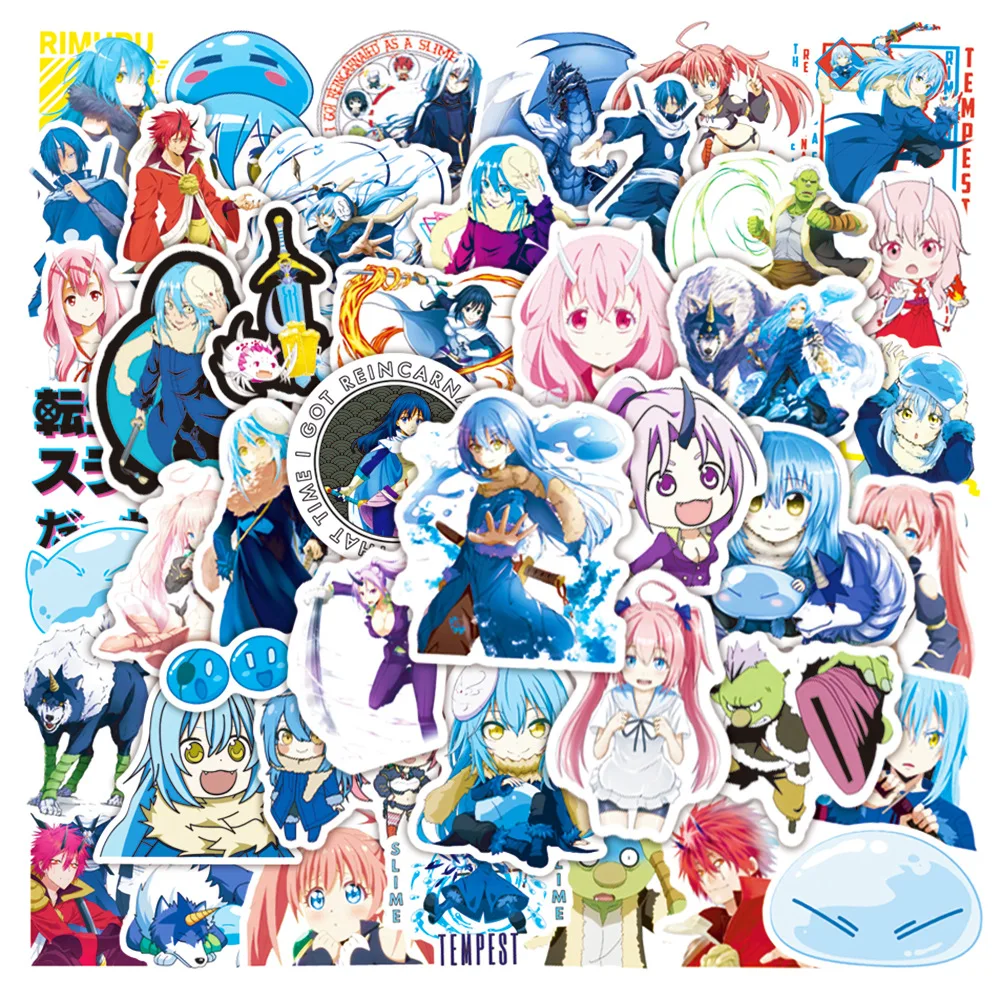 50pcs That Time I Got Reincarnated As A Slime Series Graffiti Stickers Suitable for Helmets Desktop Wall Decoration DIY Sticker