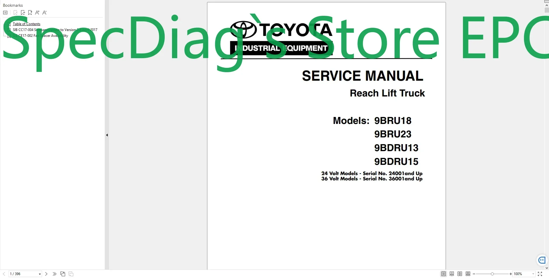 

SpecDiag для вилочного погрузчика Toyota 16,5 ГБ PDF 2022, руководства по ремонту, каталог запчастей и диаграммы проводки, DVD