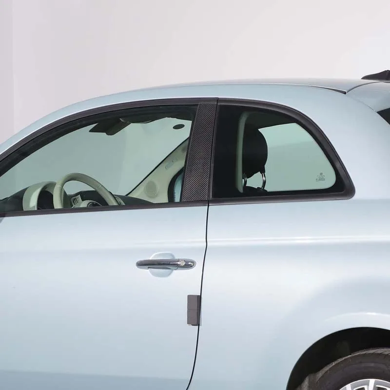 2pcs For 2008-2023 Fiat 500  Real carbon fibermid-column trim panels, window mid-column decorative stickers, decorative panels