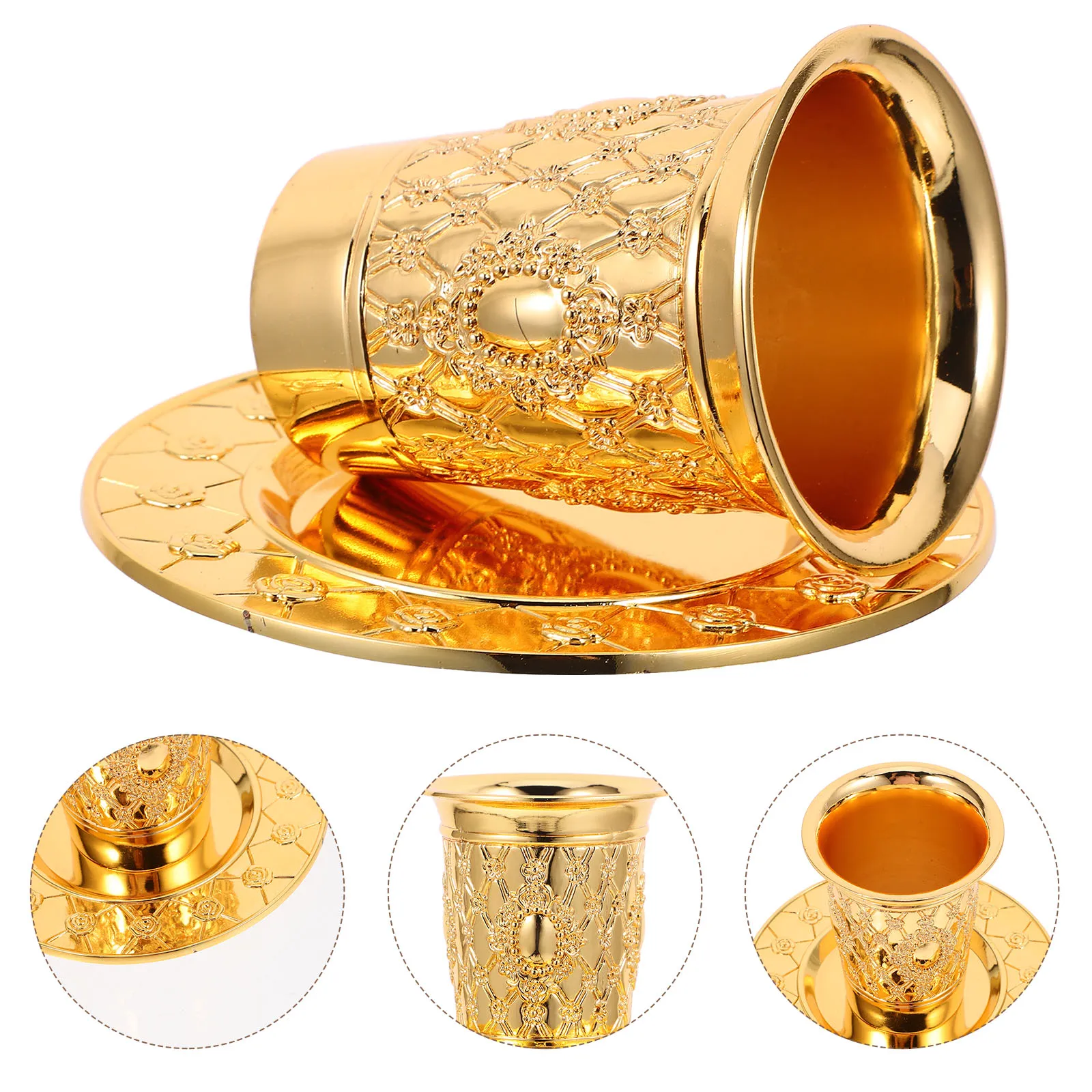 

1 set 1 Set Wine Saucer Set Judaica Shabbos Zinc Alloy Metal Holy For Shabbat Holiday Festival Offering Supplies Desktop