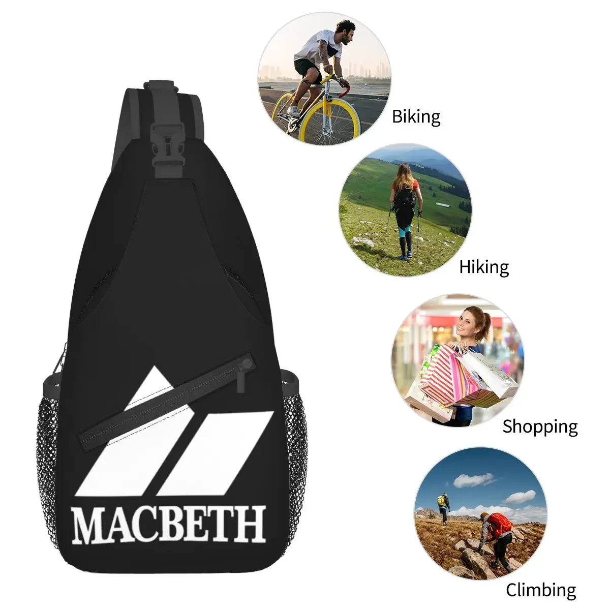 Macbeth - M Small Sling Bags Chest Crossbody Shoulder Backpack Outdoor Hiking Daypacks Whisky Men Women Satchel