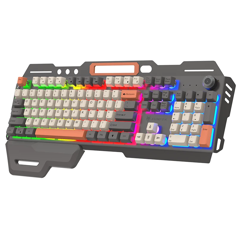 XUNFOX K90Wired keyboard 104 keys with hand rest, high-looking full-key plug-and-play game office universal computer keyboard