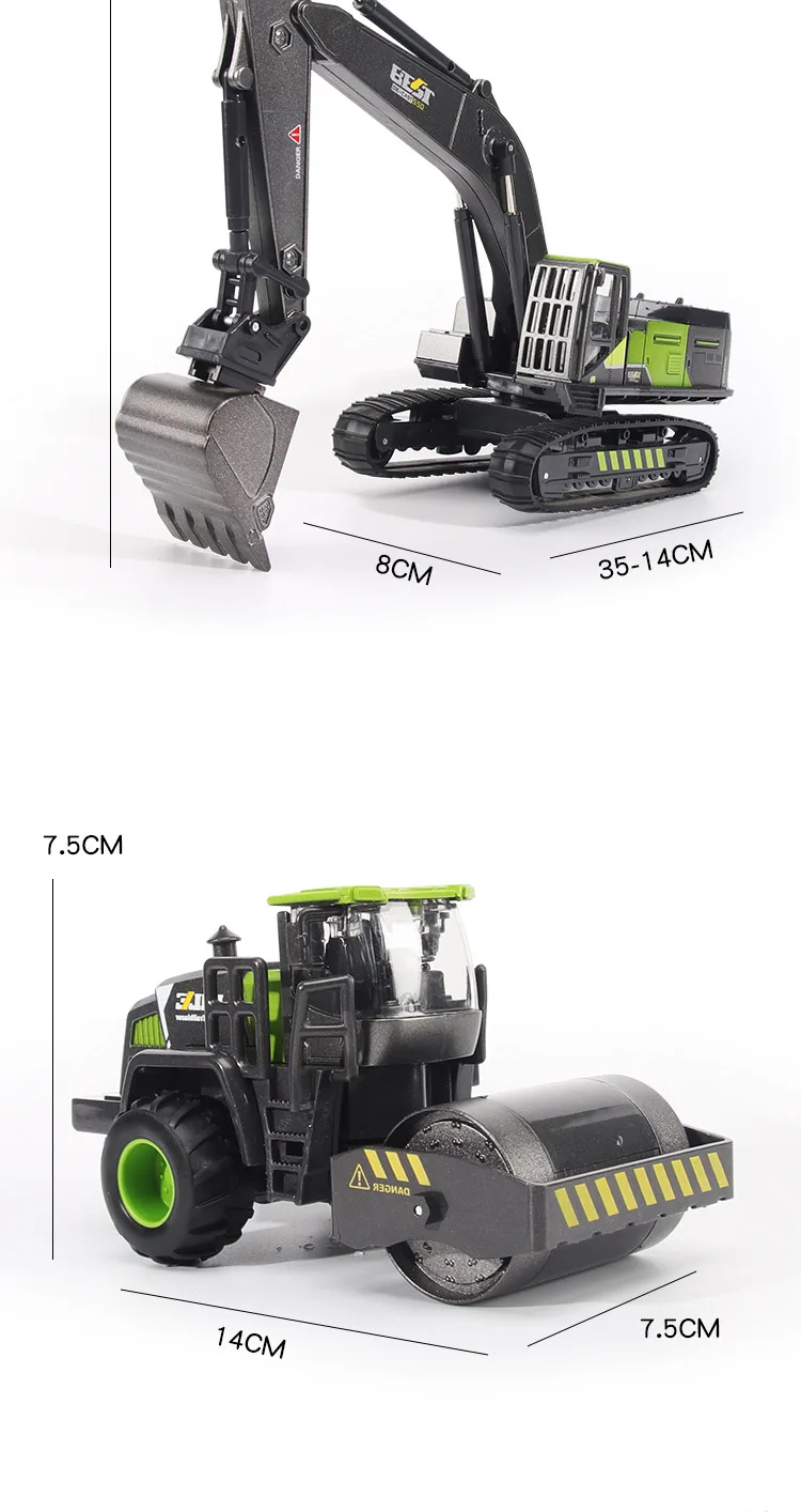1/50 Diecast Engineering Fahrzeug Bagger Bulldozer Auto Modell Simulation Legierung Kopf Dumper Lkw Kran Tanker Spielzeug für Kinder Jungen – Detail 12