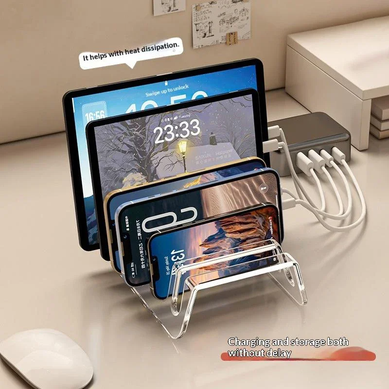 Elektronische Aufbewahrungsbox für Tablets und mehrere Geräte, Desktop-Telefon-Ladeständer, aus Acryl, einfache Organisation. – Detail 1