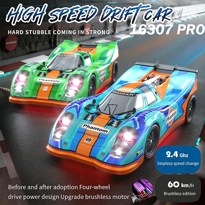 WLtoys 1/16 16307 16307PRO RC Car 2.4G 4WD High Speed Brushless Motor Racing Toy with Night LED for Kids And Adults Gift