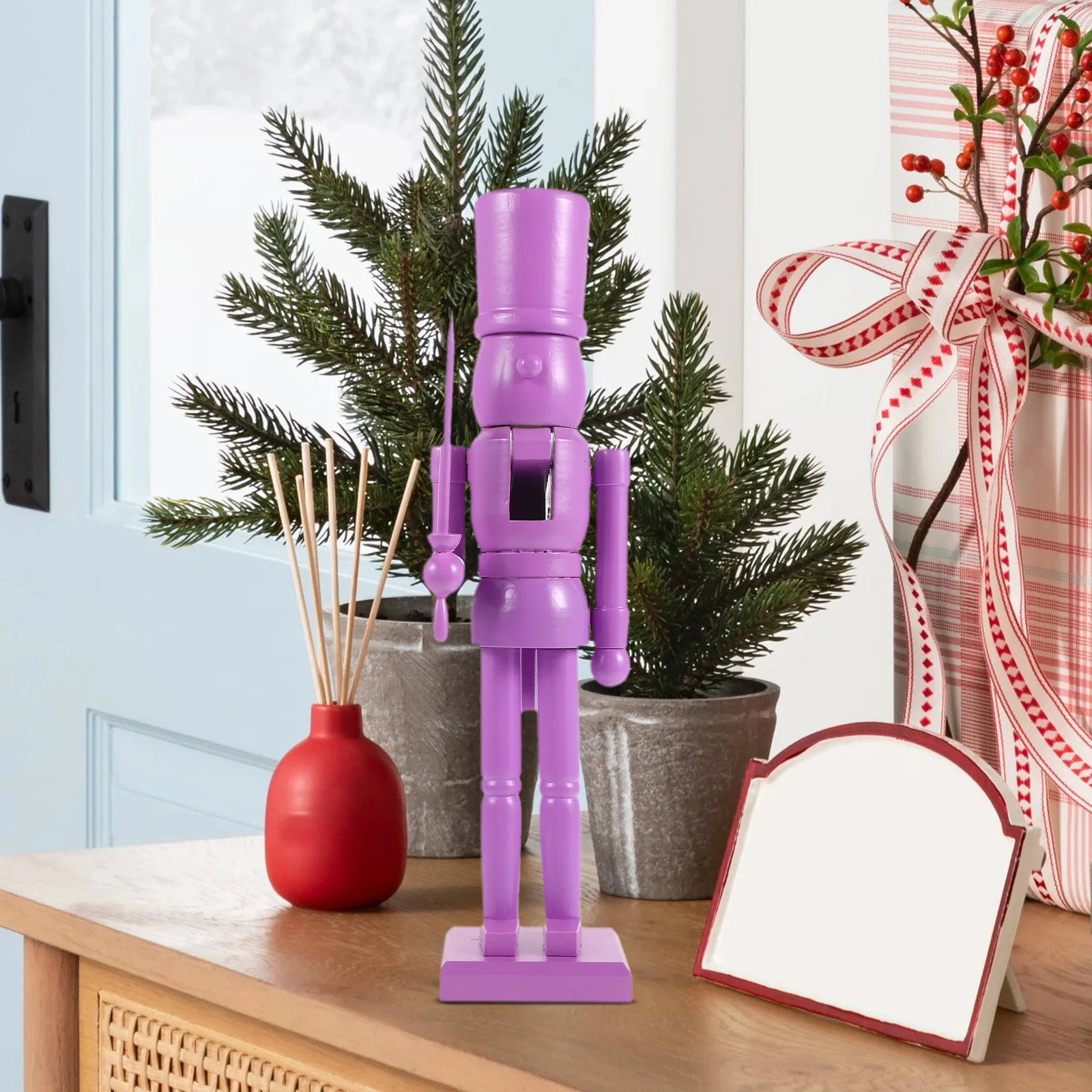 

Wooden Nutcracker Decoration Christmas Soldier Craft Reusable Holiday Tabletop Ornament Home Festival Xmas Decor