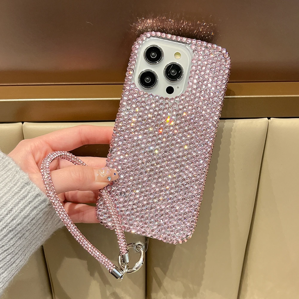 Niedliche Glitzer-Bling-Diamant-Kristall-Handyhüllen für iPhone 16 15 14 13 12 17 18 Pro Max 16 Plus 11 Air Stoßfeste Rückseiten-Abdeckung – Detail 10