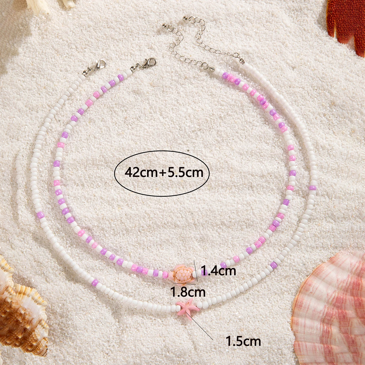 Docona Bohemia Multicolor Bead Shell Pendant Necklace for Women Fashion Summer Adjustable Geometric Beach Jewelry Party gift