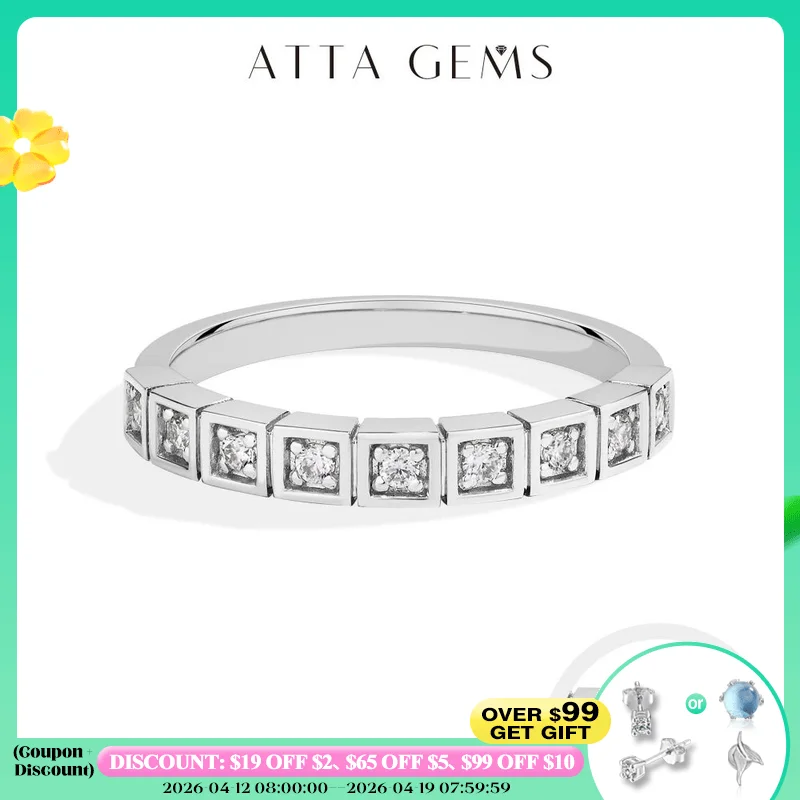 

ATTAGEMS простое кольцо с муассанитом D VVS1 S925, стерлинговое серебро, позолоченное 18 карат для женщин и девочек, штабелируемые кольца, подарки для вечеринок, ювелирные изделия