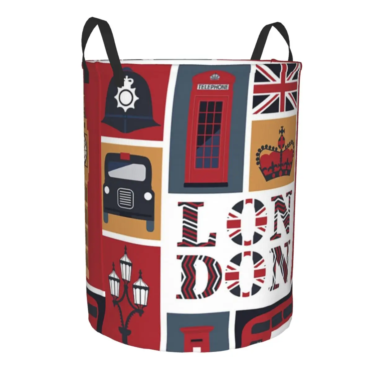 Vintage London Red Bus Telephone Booth Laundry Hamper Large Clothes Storage Basket British Style Toys Bin Organizer for Kids